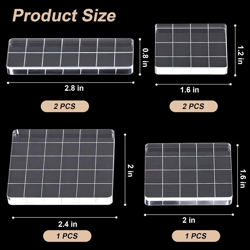 Clofiak 6Pcs Acrylic Stamp Blocks for Stamping, Clear Acrylic Stamping Blocks Set with Grid Lines Stampings Tool for Crafting Scrapbooking Crafts, Making DIY Craft Assorted Sizes - Image 3